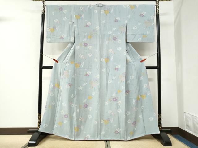 平和屋着物●上質な小紋　草花文　正絹　逸品　CABK7519yc