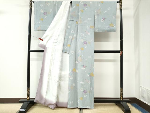 平和屋着物●上質な小紋　草花文　正絹　逸品　CABK7519yc