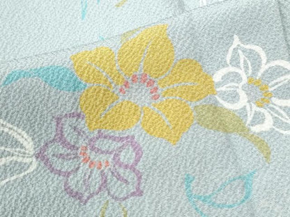 平和屋着物●上質な小紋　草花文　正絹　逸品　CABK7519yc
