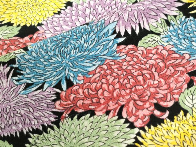 平和屋着物●上質な小紋　菊尽くし　黒地　正絹　逸品　未使用　CABK7524yc