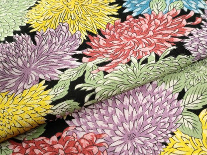 平和屋着物●上質な小紋　菊尽くし　黒地　正絹　逸品　未使用　CABK7524yc