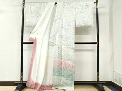 平和屋着物●訪問着　総絞り　樹林風景花文　暈し染め　ますいわ屋扱い　正絹　逸品　CABK7528yc