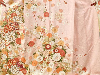 平和屋着物●豪華振袖　束ね熨斗毬牡丹花文　金彩　正絹　逸品　CABK7529yc