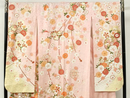 平和屋着物●豪華振袖　束ね熨斗毬牡丹花文　金彩　正絹　逸品　CABK7529yc
