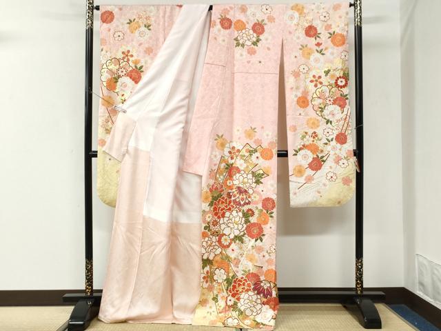 平和屋着物●豪華振袖　束ね熨斗毬牡丹花文　金彩　正絹　逸品　CABK7529yc