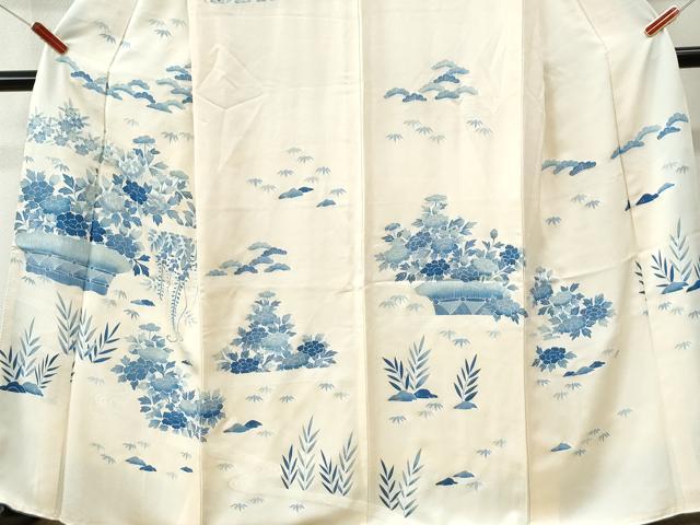 平和屋着物●訪問着　刺繍　流水花籠文　正絹　逸品　CABK7530yc