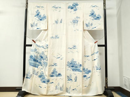 平和屋着物●訪問着　刺繍　流水花籠文　正絹　逸品　CABK7530yc