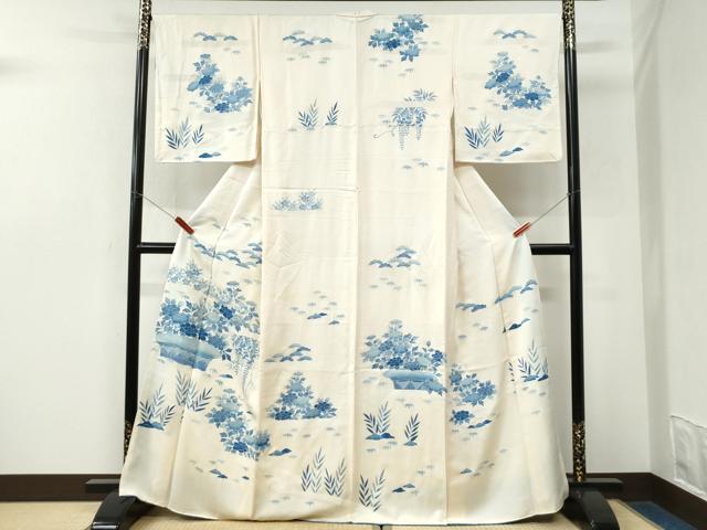 平和屋着物●訪問着　刺繍　流水花籠文　正絹　逸品　CABK7530yc