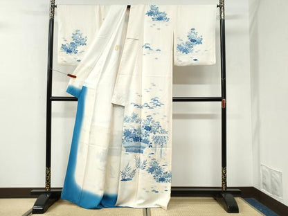 平和屋着物●訪問着　刺繍　流水花籠文　正絹　逸品　CABK7530yc