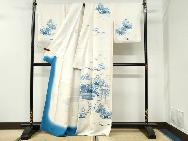 平和屋着物●訪問着　刺繍　流水花籠文　正絹　逸品　CABK7530yc
