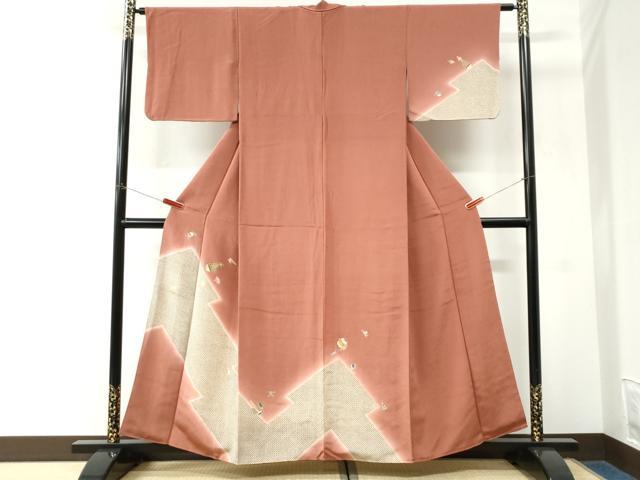 平和屋着物●訪問着　琵琶　舞花文　暈し染め　金彩　鬼しぼ縮緬　正絹　逸品　CABK7531yc