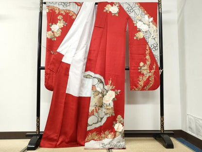平和屋着物●豪華振袖　鳳凰牡丹花文　金彩　正絹　逸品　CABK7536yc