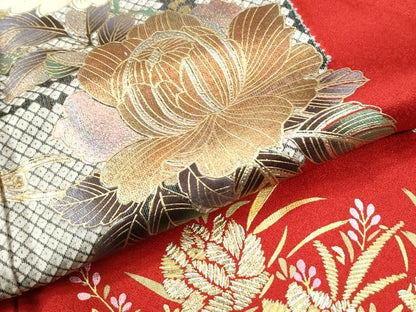 平和屋着物●豪華振袖　鳳凰牡丹花文　金彩　正絹　逸品　CABK7536yc