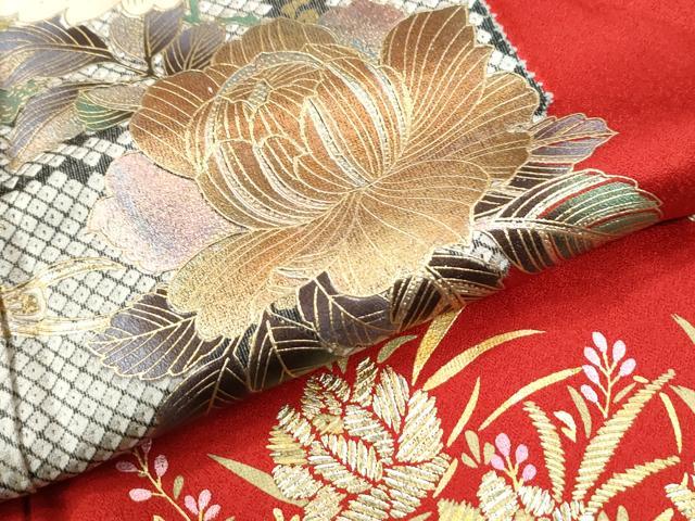 平和屋着物●豪華振袖　鳳凰牡丹花文　金彩　正絹　逸品　CABK7536yc
