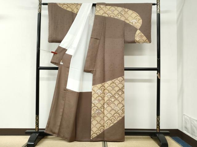 平和屋着物●訪問着　駒刺繍　雪輪松葉青海波双鶴花文　金彩　ますいわ屋扱い　正絹　逸品　未使用　CABK7538yc