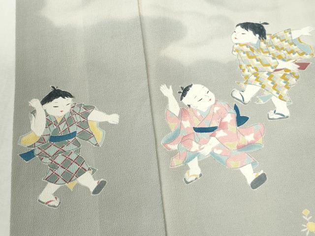 平和屋着物●訪問着　童子遊び　飛鶴文　暈し染め　西武百貨店扱い　正絹　逸品　CABK7539yc
