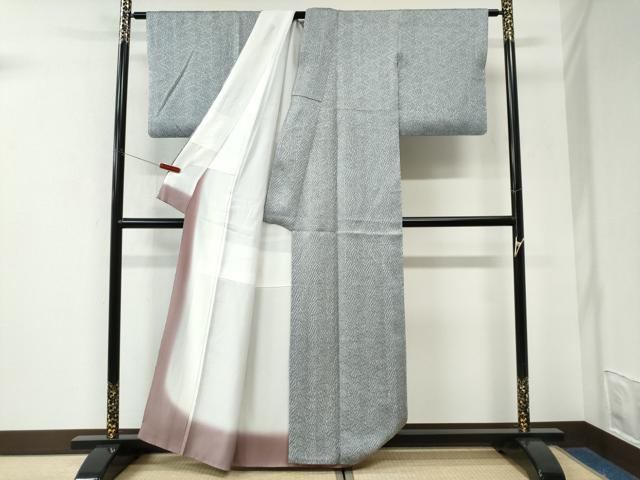 平和屋着物●名門　藤娘きぬたや・杢目絞り　小紋　正絹　逸品　CABK7540yc