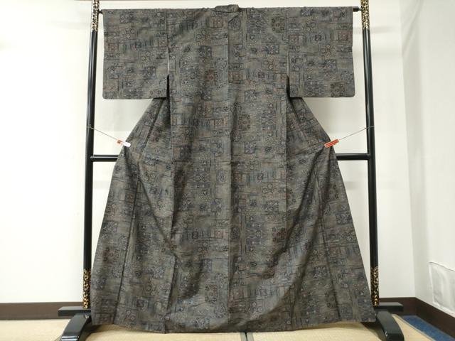 平和屋着物●本場大島紬　9マルキ　色紙重ね吉祥花文　正絹　逸品　CABK7543yc