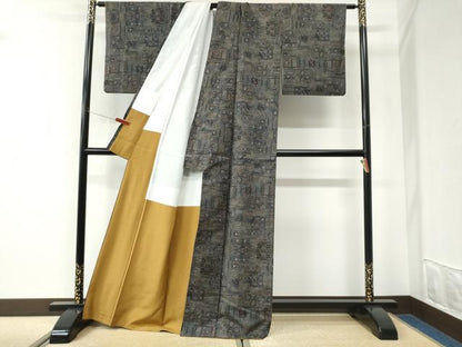 平和屋着物●本場大島紬　9マルキ　色紙重ね吉祥花文　正絹　逸品　CABK7543yc