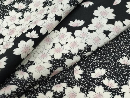 平和屋着物●上質な小紋　舞桜文　黒地　正絹　逸品　CABK7544yc