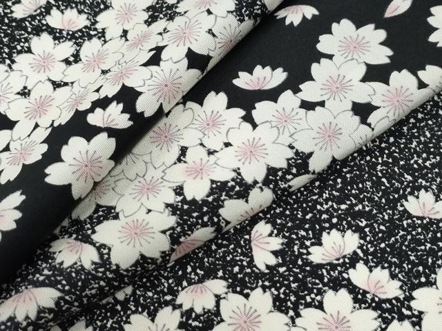 平和屋着物●上質な小紋　舞桜文　黒地　正絹　逸品　CABK7544yc