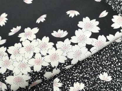 平和屋着物●上質な小紋　舞桜文　黒地　正絹　逸品　CABK7544yc