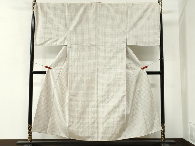 平和屋着物●男性　花織　紬　格子　正絹　逸品　未使用　CABK7548yc