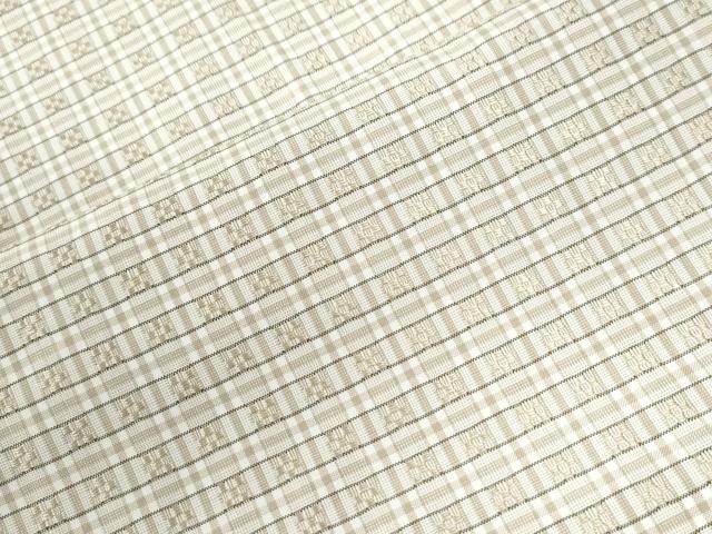平和屋着物●男性　花織　紬　格子　正絹　逸品　未使用　CABK7548yc