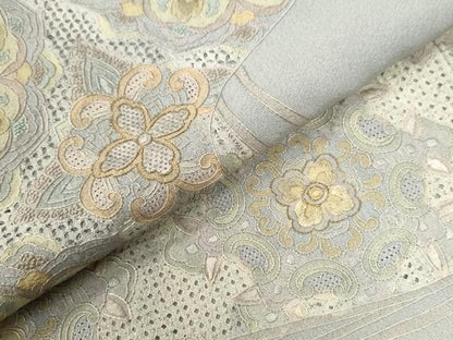 平和屋着物●中国三大刺繍　スワトウ刺繍　総刺繍　訪問着　鳳凰更紗草花文　金糸　正絹　逸品　CABK7552yc