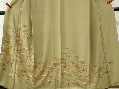 平和屋着物●訪問着　総刺繍　御所車松竹梅花文　金糸　正絹　逸品　未使用　CABK7562yc