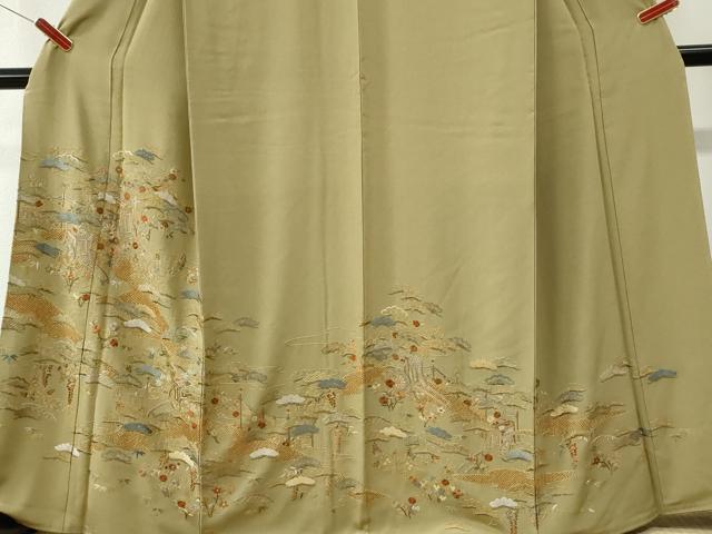 平和屋着物●訪問着　総刺繍　御所車松竹梅花文　金糸　正絹　逸品　未使用　CABK7562yc