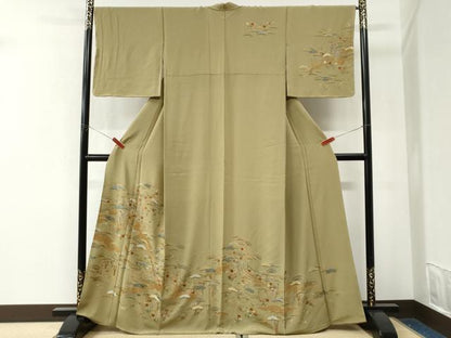 平和屋着物●訪問着　総刺繍　御所車松竹梅花文　金糸　正絹　逸品　未使用　CABK7562yc