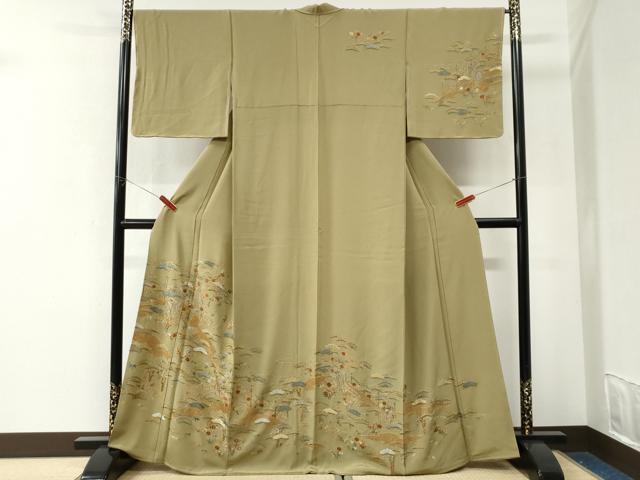 平和屋着物●訪問着　総刺繍　御所車松竹梅花文　金糸　正絹　逸品　未使用　CABK7562yc