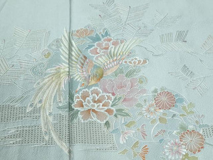 平和屋着物●中国三大刺繍　蘇州刺繍　スワトウ刺繍　総刺繍　訪問着　霞鳳凰松葉花蝶文　正絹　逸品　CABK7563yc