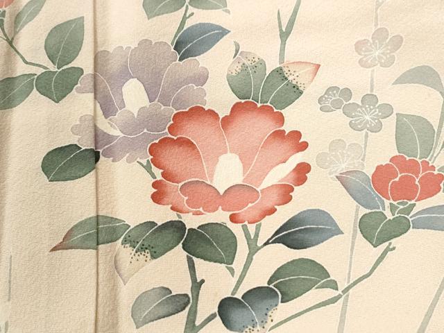 平和屋着物●訪問着　友禅　枝花文　正絹　逸品　CABK7565yc