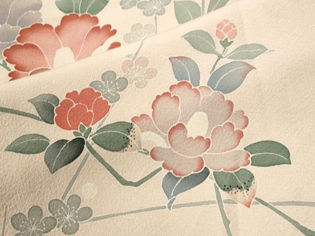 平和屋着物●訪問着　友禅　枝花文　正絹　逸品　CABK7565yc