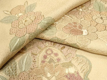 平和屋着物●中国三大刺繍　スワトウ刺繍　総刺繍　訪問着　更紗花文　正絹　逸品　CABK7574yc