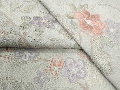 平和屋着物●中国三大刺繍　スワトウ刺繍　総刺繍　訪問着　雲取り吉祥網目草花文　暈し染め　正絹　逸品　CABK7581yc
