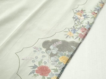 平和屋着物●豪華色留袖　総刺繍　翠山刺繍　雲取り風景文　暈し染め　金糸　正絹　逸品　CABK7582yc