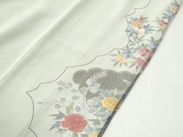 平和屋着物●豪華色留袖　総刺繍　翠山刺繍　雲取り風景文　暈し染め　金糸　正絹　逸品　CABK7582yc