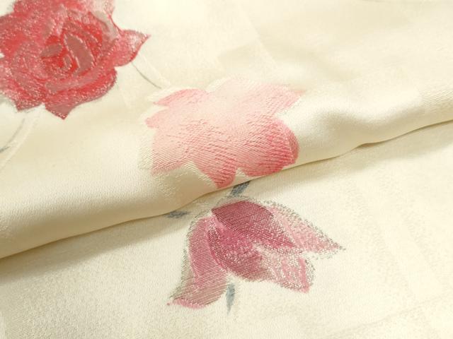 平和屋着物●上質な小紋　地紋起こし　薔薇　銀糸　正絹　逸品　CABK7583yc