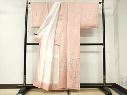 平和屋着物●訪問着　総絞り　流水枝花文　金糸　正絹　逸品　CABK7586yc