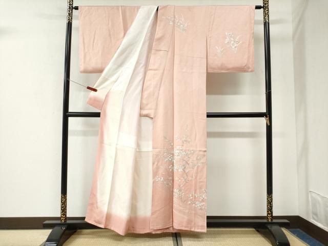 平和屋着物●訪問着　総絞り　流水枝花文　金糸　正絹　逸品　CABK7586yc
