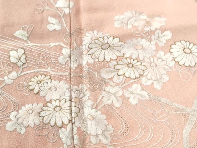 平和屋着物●訪問着　総絞り　流水枝花文　金糸　正絹　逸品　CABK7586yc