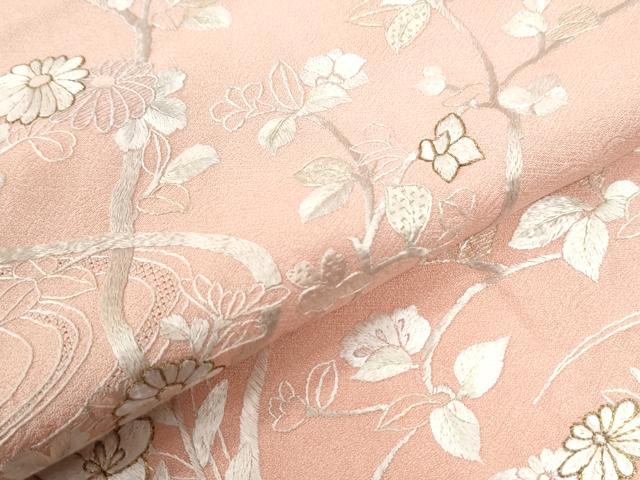 平和屋着物●訪問着　総絞り　流水枝花文　金糸　正絹　逸品　CABK7586yc