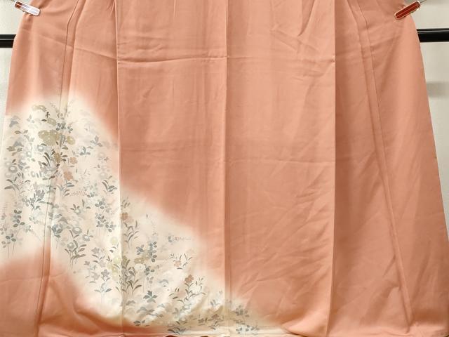 平和屋着物●訪問着　刺繍　草花文　暈し染め　ロング丈　正絹　逸品　CABK7587yc