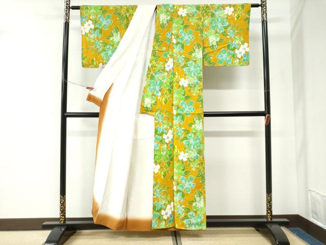 平和屋着物▼上質な小紋　枝花文　正絹　逸品　未使用　CABK7588yc
