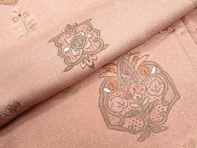 平和屋着物●中国三大刺繍　スワトウ刺繍　総刺繍　訪問着　吉祥花唐草文　暈し染め　正絹　逸品　CABK7590yc