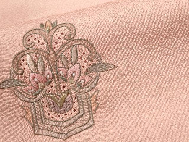 平和屋着物●中国三大刺繍　スワトウ刺繍　総刺繍　訪問着　吉祥花唐草文　暈し染め　正絹　逸品　CABK7590yc