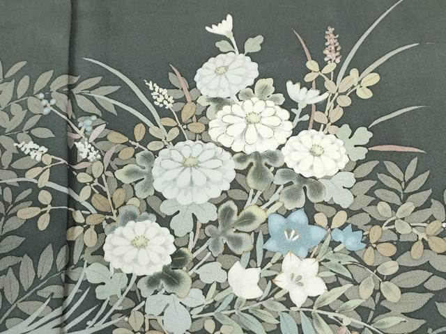 平和屋着物●訪問着　作家物　草花文　ますいわ屋扱い　正絹　逸品　CABK7591yc